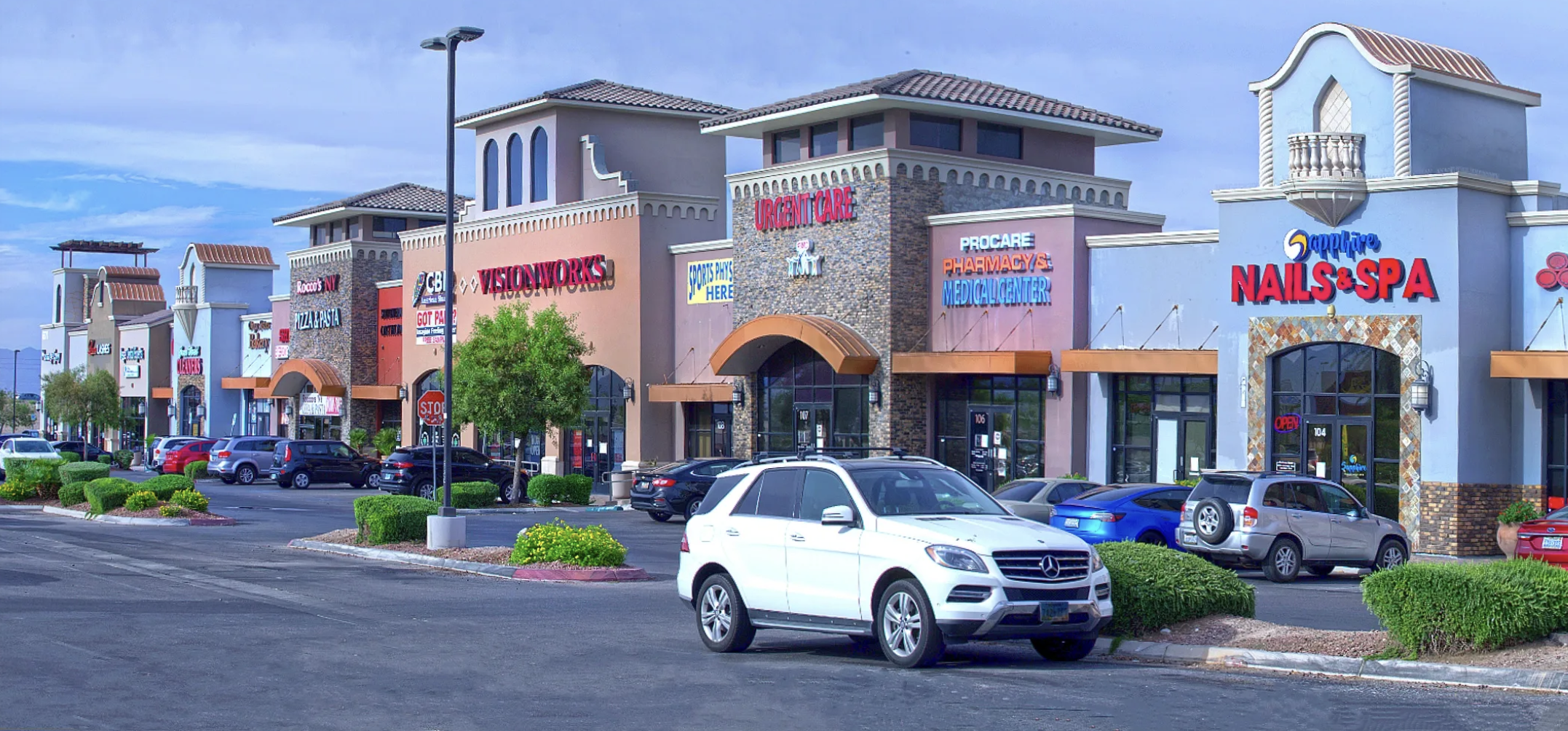 Completed retail and medical center exterior in Las Vegas